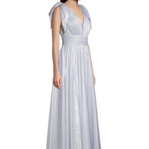 NEW! Metallic Bow-Shoulder Gown